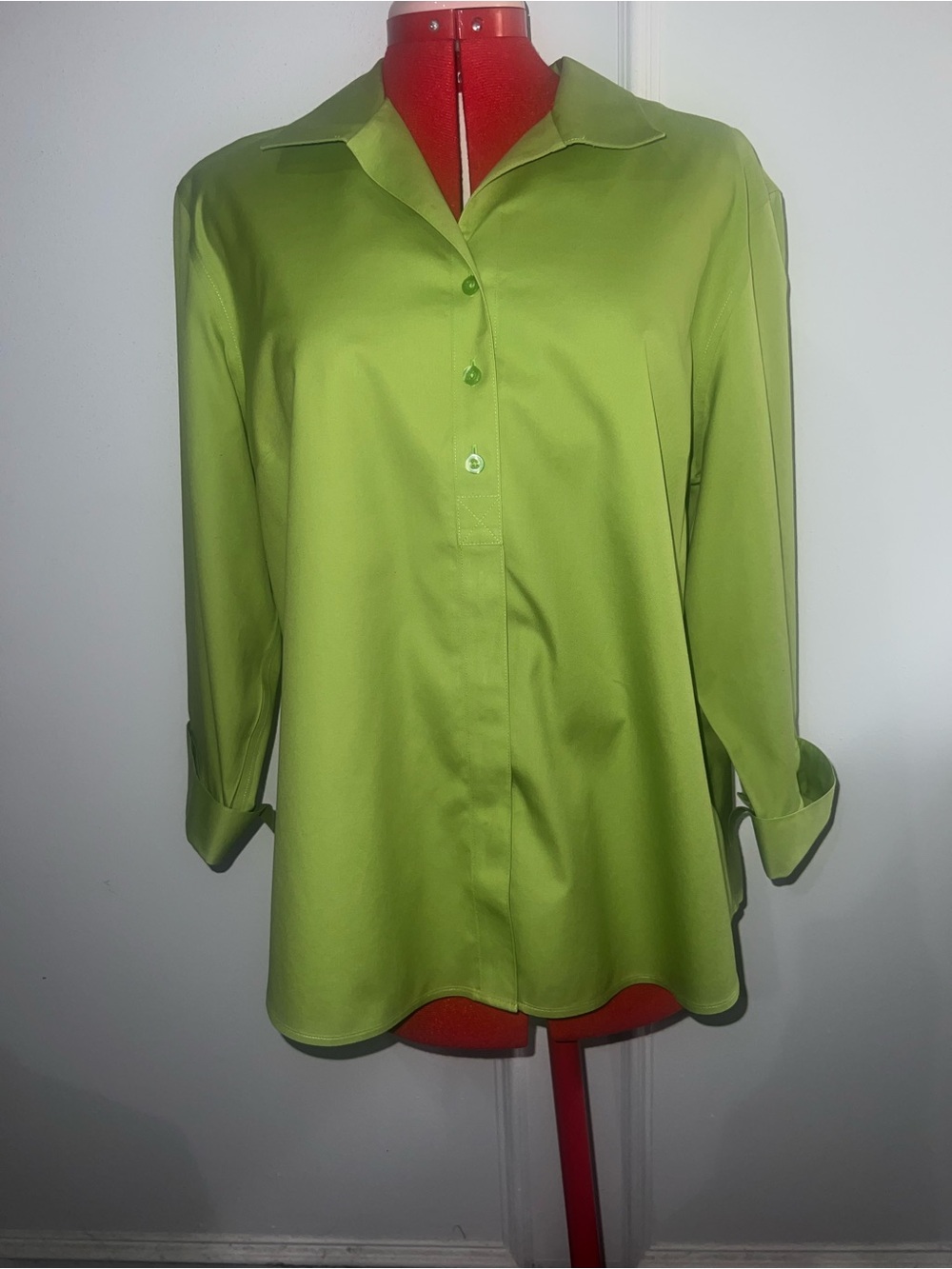 Chico's No Iton Lime Green Button-Front Collared Blouse size XL (3)